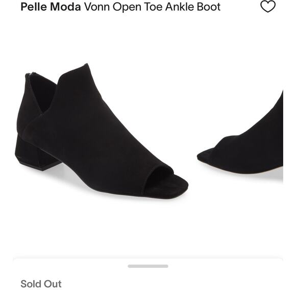 Pelle Moda Von Open Toe Ankle Boot Black Women's Size 7 Leather Zip Back - Picture 8 of 8